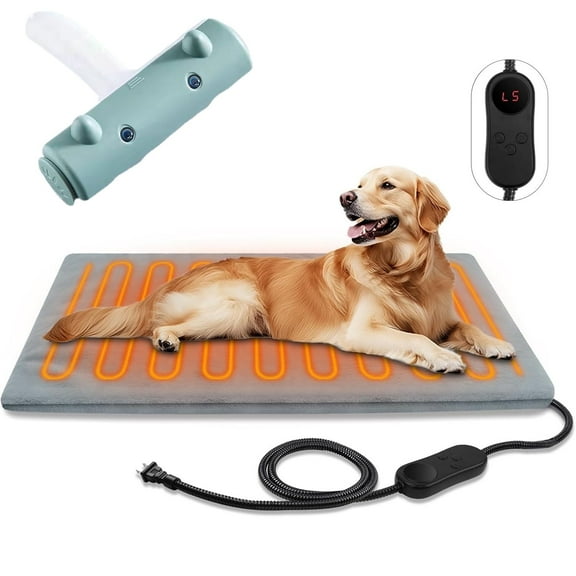 XZKING Pet Heating Pad for Cat & Dog, Outdoor Indoor Warming Heated Mat Pad, Adjustable Waterproof Heated Dog Cat Bed with 6 Temperature & 5 Timers Set Auto Off, Pet Heater Warmer Blanket