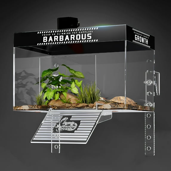 XZKING Turtle Basking Platform with Heat Lamp, Small Land Elevated Topper Decor, Hanging Habitat Enclosure Cage, Tortoise House for Semi Aquatic Baby Turtles Terrapin (XLarge)