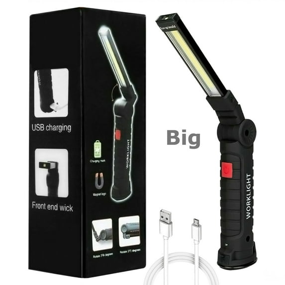 XZKING USB Multifunctional COB Magnet Automatic Maintenance Led Work Light | Red Warning Light, Strong Light Flashlight, Folding Flashlight Inspection, Mechanic Light for Car Repair and Workshop