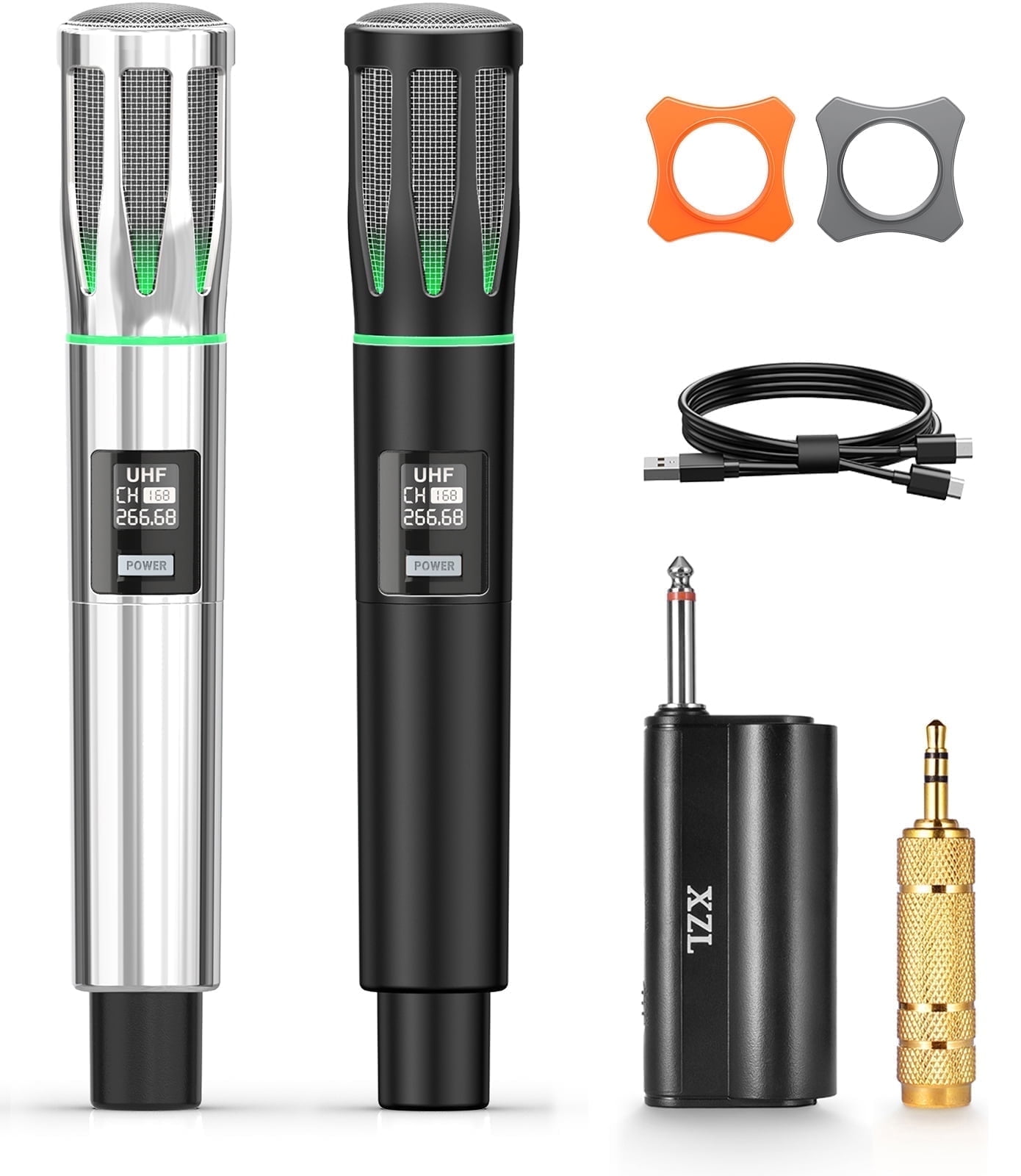 XZL Wireless Microphone, Rechargeable UHF Microphone with 1/4