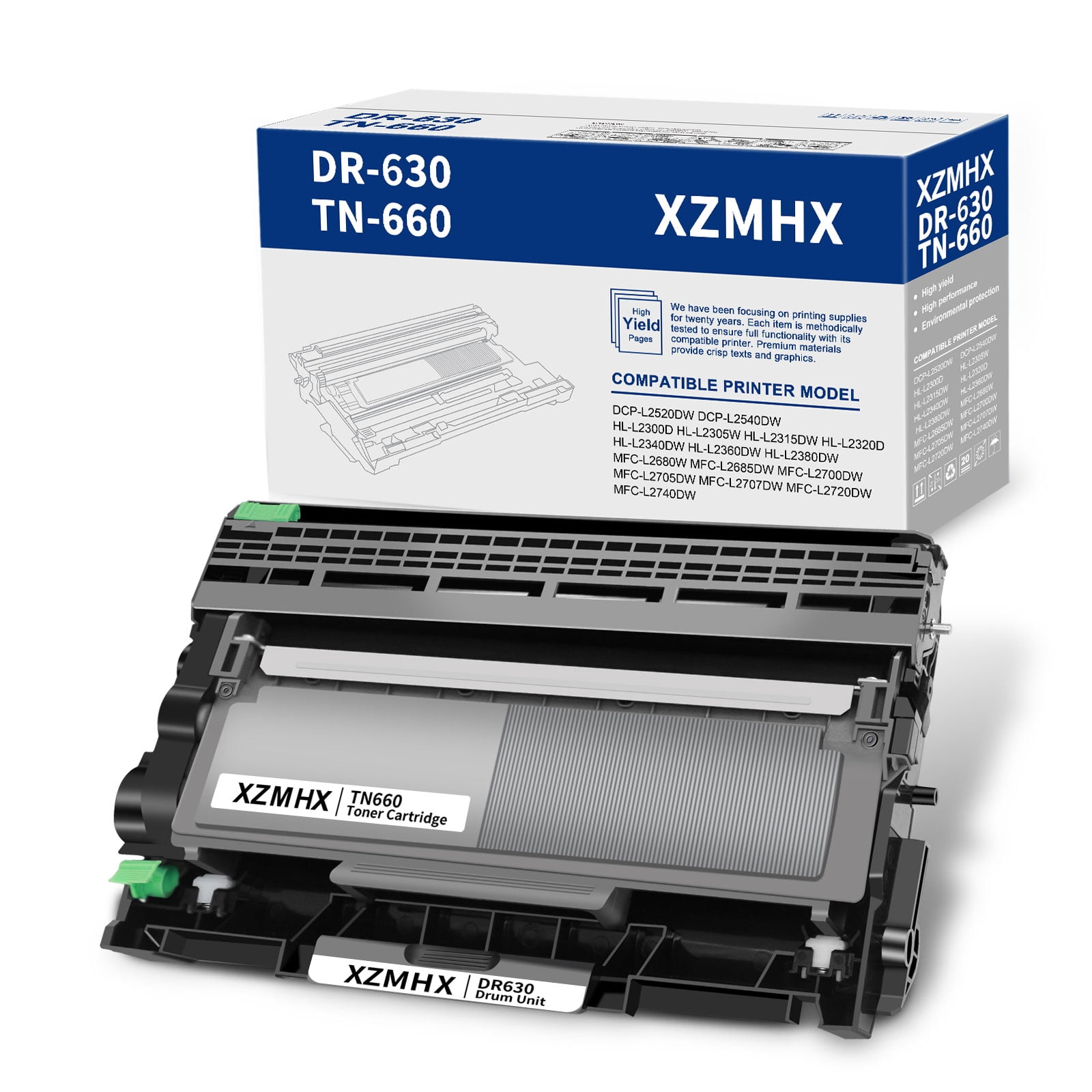 E-Z Ink Compatible Toner & Drum Unit For Brother TN660 TN630 DR630 - 3 Pack For HL-L2380DW HL-L2340DW Printers