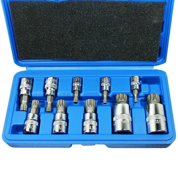 XZN Triple Square 12 Point Spline Bit Socket Set, 4mm-18mm sizes, 10 pcs