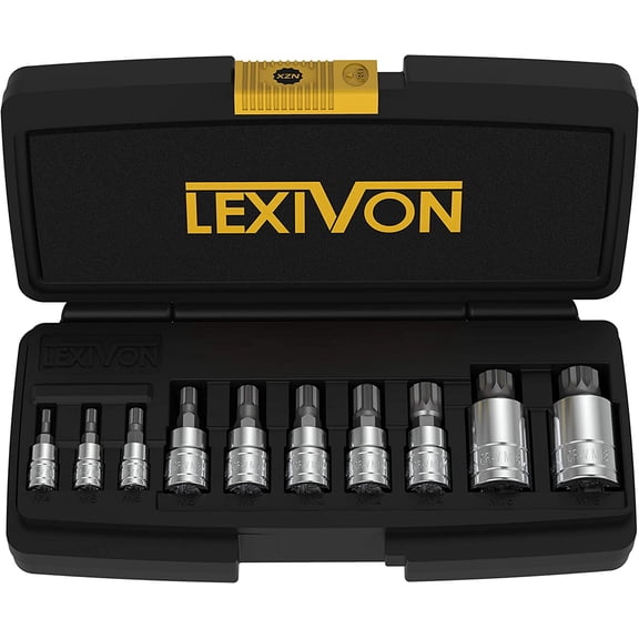 XZN Triple Square Spline Bit Socket Set, Premium S2 Alloy Steel | 10-Piece European Style M4 - M18 Set | Enhanced Storage Case (LX-145)