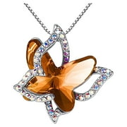 XZNGL Ladies Crystal Butterfly Necklace Multicolor Fashion Pendant Necklace Mothers Day Gifts On Clearance