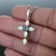 XZNGL Unisex Cross Pendant Necklace Female Summer Clavicle Chain Opal Rhinestone Jewelry Mothers Day Gifts On Clearance