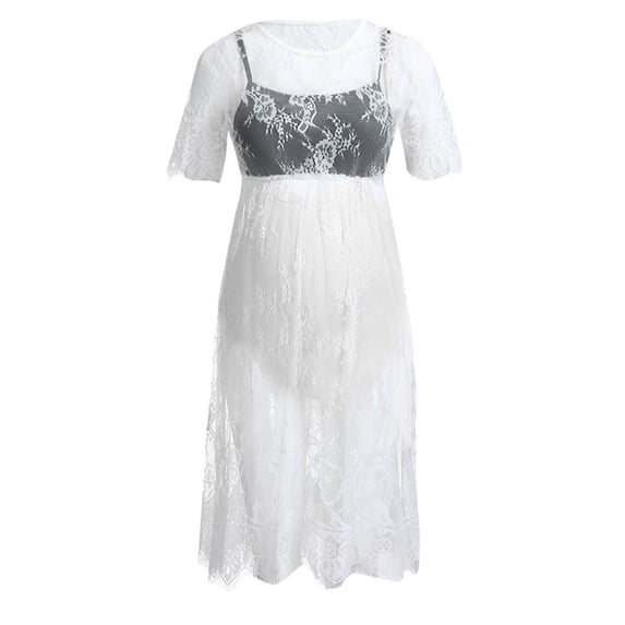 XZNGL Women's Maternity Short Sleeve Lace Photography Fancy Dress Pregnancy Clothes, Gifts for Women
