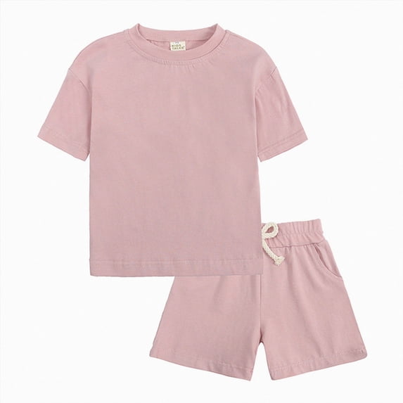 XZNPDUCQ 10-11 Years Summer Gym Clothing Sets Shorts 2Pcs Clothes Set 2 Piece Athletic Outfit Running Tracksuit Casual School Outfits A56-Pink