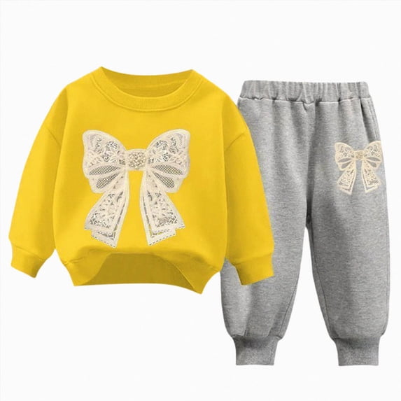 XZNPDUCQ 2-3 Years Girls Clothes 2 Piece Spring Outfits Tops&Wide Leg Pants With Pockets Fall Sets 0 6 12 18 24 Months 2T 3T 4T 2 PC Playwear Set A161-D