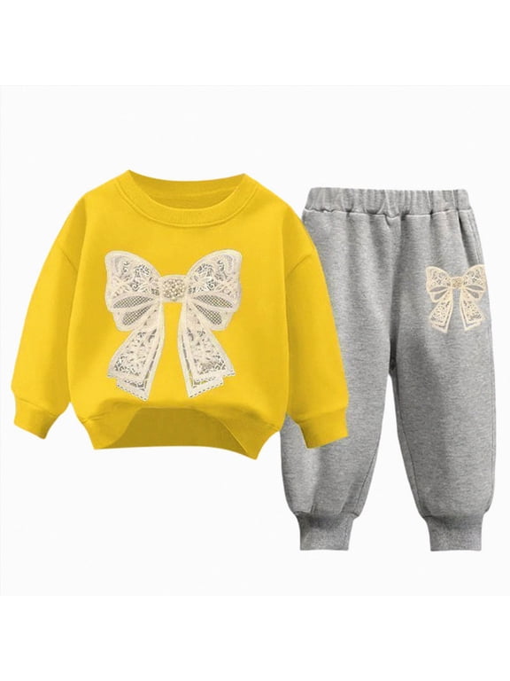 2-3 Years Girls Clothes 2 Piece Spring Outfits Tops&Wide Leg Pants With Pockets Fall Sets 0 6 12 18 24 Months 2T 3T 4T 2 PC Playwear Set A161-D
