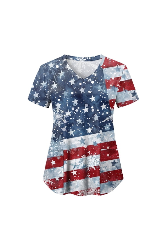 250th American Anniversary Independence Women Independence Day T Shirt For Pockets Crew Neck Graphic T Shirt Monogram Printed V Neck T Shirt Top 4th of July Gift (M,A76-Dark Blue)