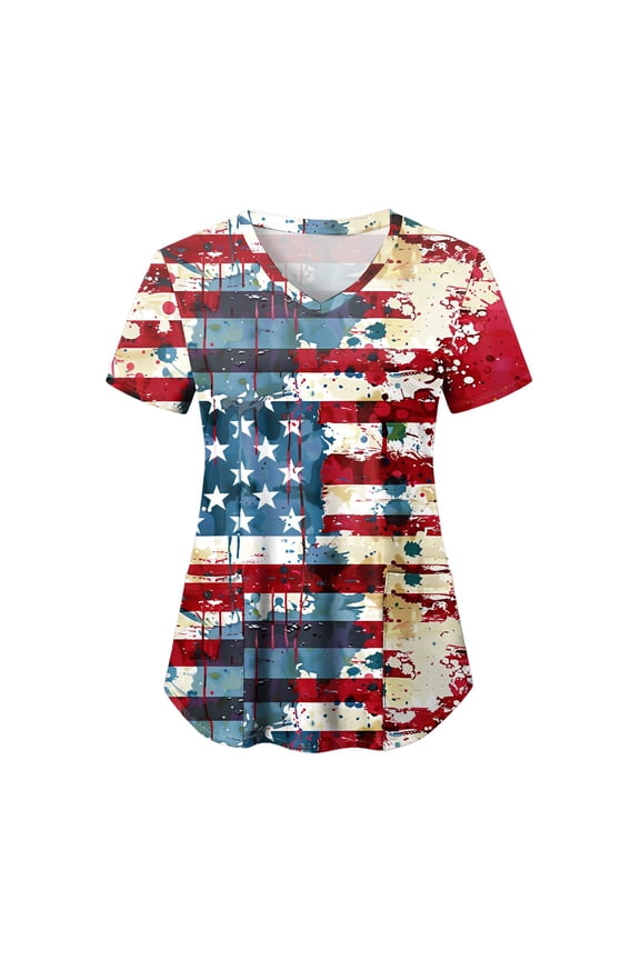 250th American Anniversary Independence Women Independence Day T Shirt For Pockets Crew Neck Graphic T Shirt Monogram Printed V Neck T Shirt Top 4th of July Gift (XXXL,A76-Navy)