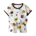 thumbnail image 1 of XZNPDUCQ 2Pcs Summer Outfits Set – Cute Flower Short Sleeve T-Shirt & Shorts for Toddler Girls (1-8Y Gift) Summer 2Pcs Gift Outfits Set T-Shirt Set 3-6 Months Brown, 1 of 4