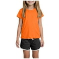 thumbnail image 1 of XZNPDUCQ 2Pcs Summer Outfits Set for Toddler Girls – Flower Short Sleeve T-Shirt + Shorts, Perfect Gift Set Summer 2Pcs Gift Outfits Set Pajamas Set 7-8 Years Orange, 1 of 8
