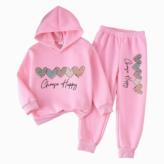 XZNPDUCQ 3-4 Years Girls' 2 Piece outfit Long Sleeve Sweatshirt and Pants set Fall Teen Girl 1-13 Years 0 6 12 18 24 Months 2T 3T 4T 2 PC Playwear Set A299-Red