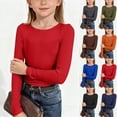 thumbnail image 1 of XZNPDUCQ 5-6 Years Summer Tops for Boys Girls&nbsp; Girls' Long Sleeve Shirts Warm Crew Neck T Shirts Children Plain Comfortable,A125-Red, 1 of 7