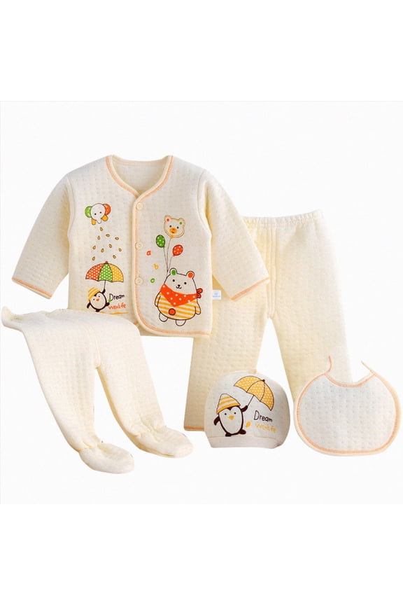 5PCS Girl Boy ClothesNewborn Baby Outfits Pants Gifts oy Girl Boy 5-Piece -3 Months Essentials and Accessories Gifts Layette Set