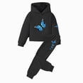 thumbnail image 1 of XZNPDUCQ 7-8 Years Toddler Girl Clothes Ruffle Long Sleeve Print Tops and Pants 2PC Little Girl Winter Outfits A71-Black, 1 of 4