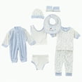 thumbnail image 1 of XZNPDUCQ 8PCS Preemie Baby Girl Boy s Cotton Striped Long Sleeve Jumper + Hats + Socks + Bib Outfits Summer Autumn Clothes 0-3M Gifts Set, 1 of 1