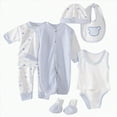 thumbnail image 1 of XZNPDUCQ 8PCS Preemie Baby Girl Boy Clothes Set +Bib+Sock Set Tops+Hat+Pants Girl Boy Baby 8Pcs Outfits Boy shoes+Romper for 0-3Months Gifts Set, 1 of 1