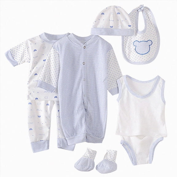 XZNPDUCQ 8Pcs Unisex Newborn Baby Girl Boy Cotton Layette Outfit Set Newborn Newborn Baby Cotton Clothes Suit for Newborn Preemie Newborn Baby to 0-3 Months Newborn Gifts Set