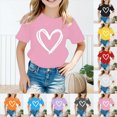 thumbnail image 1 of XZNPDUCQ 9-10 Years Teen Girls Boys Girls' T Shirt Summer Fashion Hearts Print Short Sleeve Teenager Girls Casual Shirts Tops Basic Short Sleeve,A2-Blue, 1 of 4