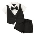 thumbnail image 1 of XZNPDUCQ Baby Boy Clothes Toddler Summer Outfit Short Sleeve T-Shirt Tee Tops Joggers Casual Elastic Shorts Cartoon Print 18 24 Months 2T 3T Set (9-12 Months,Black), 1 of 7