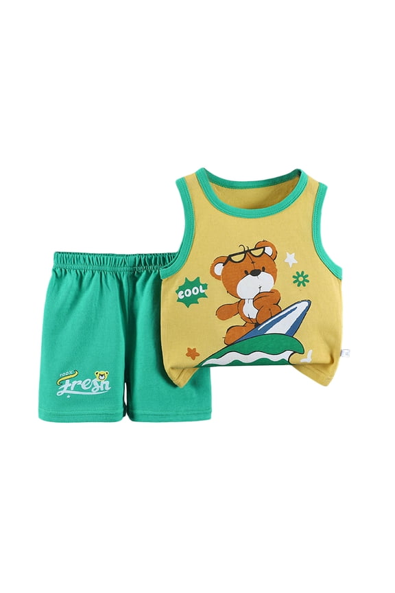 Baby Boy Summer Outfit Pencil Ruler Embroidery T Shirt Tops Short 2 Pcs Set Toddler Boy Back To School Clothes 18 24 Months 2T 3T 5T Summer Outfit (3-4 Years,Green)