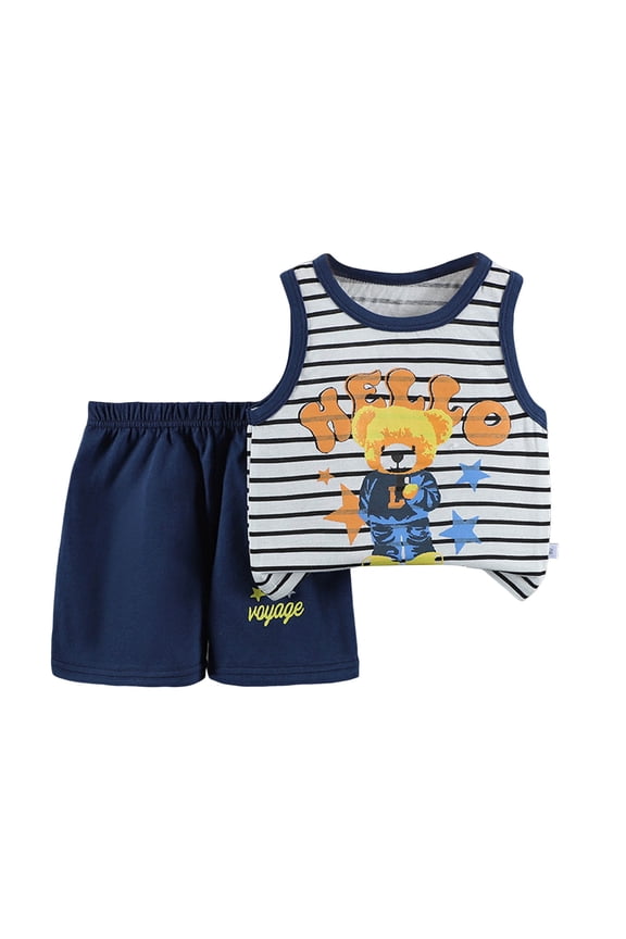 Baby Boy Summer Outfit Pencil Ruler Embroidery T Shirt Tops Short 2 Pcs Set Toddler Boy Back To School Clothes 18 24 Months 2T 3T 5T Summer Outfit (18-24 Months,Navy)