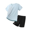 thumbnail image 1 of XZNPDUCQ Baby Boy Summer Outfit Short Sleeve T Shirt Toddler Boy Summer Clothes Dailywear Set Summer Outfit (5-6 Years,Blue), 1 of 3