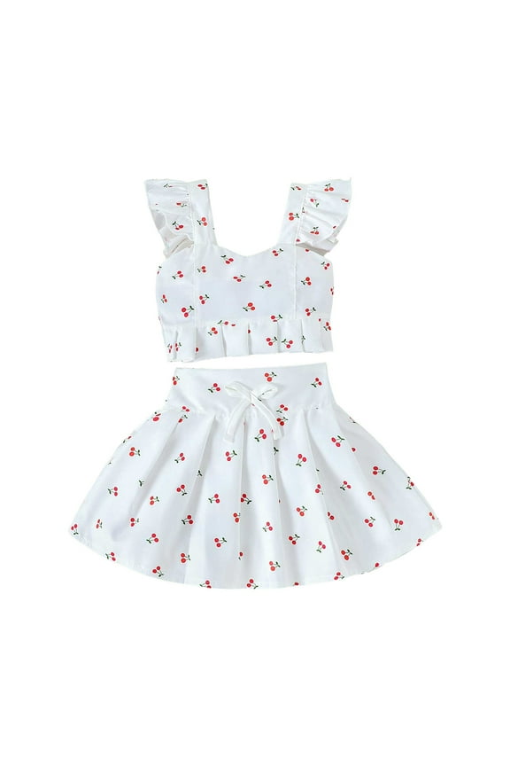 Baby Girl Clothes Toddler Girl Summer Outfits Shirts Tops Ripped Denim Shorts Set Little Girl Clothes T-Shirt Set 18-24 Months White