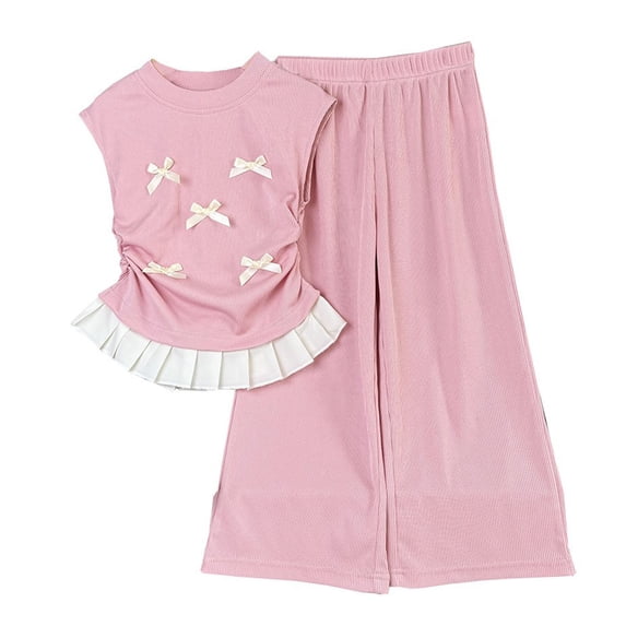 XZNPDUCQ Baby Girl Summer Short Set Female Cute T-Shirt Shorts 2pcs Clothes Outfits Summer Short Set Outfit 6-7 Years,Pink