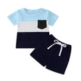 thumbnail image 1 of XZNPDUCQ Baby Kids Boys Elastic Shorts Set, 6 12 18 24 Months 2T 3T 4T Short Sleeve Shirt with Elastic Waist Shorts Outfits Set Pajamas & Dailywear Set (6-12 Months,Light Blue), 1 of 3