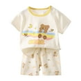 thumbnail image 1 of XZNPDUCQ Boy Outfits 12-18 Months Baby Boy Clothes Dinosaur Toddler Summer Outfit Short Sleeve T-Shirt Tee Tops Joggers Casual Elastic Shorts Dailywear Set (9-18 Months,Beige), 1 of 3