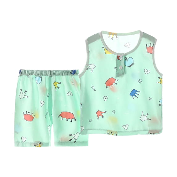 XZNPDUCQ Boy's 2 Piece Summer Beach Set Short Sleeve Tee with Elastic Waist Short Sets Cartoon Print 18 24 Months 2T 3T Set (18-24 Months,Light Green)