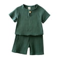 thumbnail image 1 of XZNPDUCQ Boy's 2 Piece Summer Beach Set Short Sleeve Tee with Elastic Waist Short SetsChildren's Day Gift Pajamas & Dailywear Set 12-24 Months,Green, 1 of 4