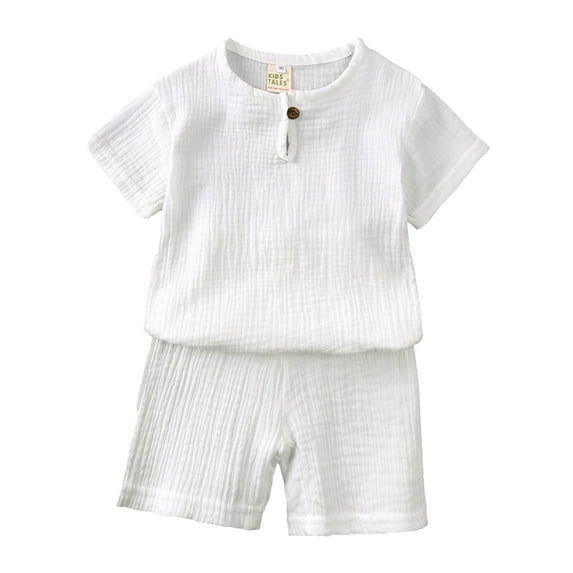 XZNPDUCQ Boy's 2 Piece Summer Beach Set Short Sleeve Tee with Elastic Waist Short SetsChildren's Day Gift Pajamas & Dailywear Set 5-6 Years,White