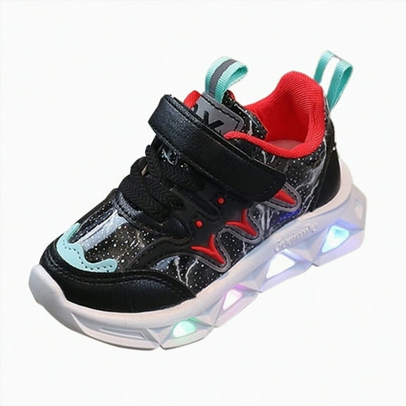 XZNPDUCQ Boys Girls Sneakers Lace up Lightweight Sparkle Breathable Jelly Sole Kids Walking Shoes Casual Sports Casual Shoes Breathable Walking Shoes (Black,11.5)