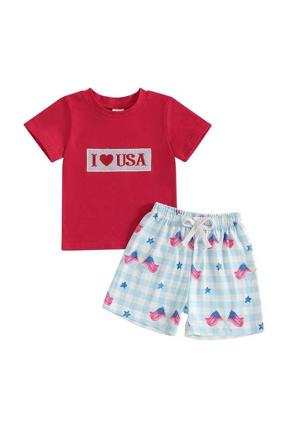 Children's Boys' Suit Summer Children's Short Sleeve Suit Feather Shirt 18 24 Months 2T 3T 15T Summer Outfit (0-6 Months,Red)