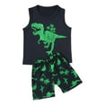 thumbnail image 1 of XZNPDUCQ Children's Summer Set Of Cartoon Print T Shirt And Shorts Breathable Children's Two Piece Set. Dailywear Set Summer Outfit (5-6 Years,Green), 1 of 7