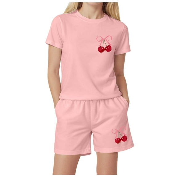 XZNPDUCQ Cute Flower 2Pcs Summer Outfits Set for Toddler Girls – Short Sleeve T-Shirt + Shorts (Gift Idea) Summer 2Pcs Gift Outfits Set T-Shirt Set 7-8 Years Pink