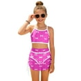 thumbnail image 1 of XZNPDUCQ Fashionable And Cute Girls Swimsuit With Bow Print Two Piece Swimsuit Set Swimming Suit For Girls 8Y Hot Pink, 1 of 6