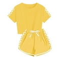 thumbnail image 1 of XZNPDUCQ Girl Summer Short Set Cotton Outfits Short Sleeveless Tee T Shirt Tank Top Shorts Pant 2PC Set 2-7Y T-Shirt Set 13-14 Years Yellow, 1 of 5