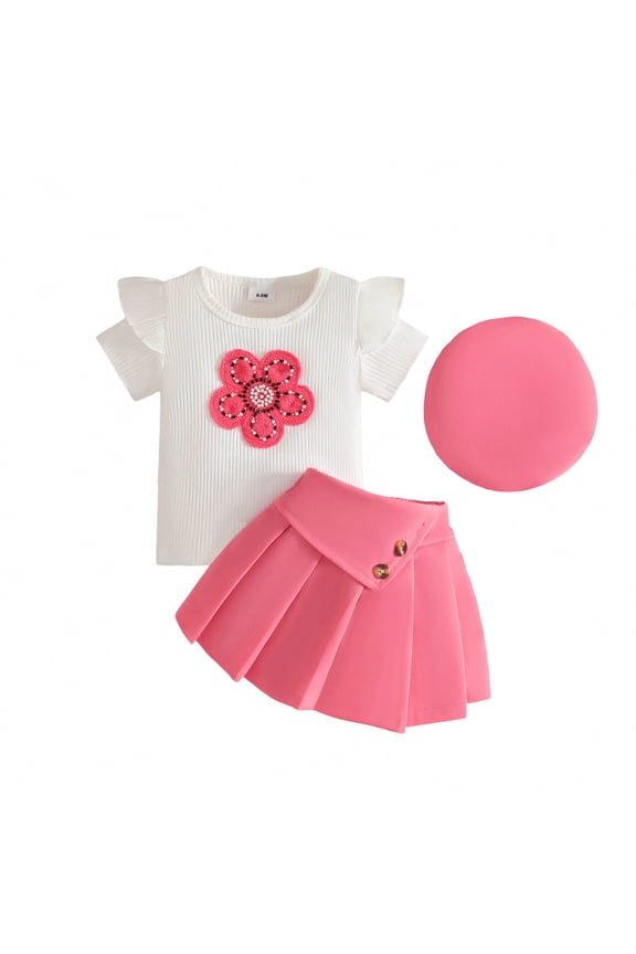 Girls Clothes Sets Baby Girl Clothes Girl Short Sleeve Romper Floral Shorts Summer Outfits Playwear Beach Outfits 9-12 Months,Pink