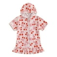 thumbnail image 1 of XZNPDUCQ Girls Cover Ups For Swimwear Towel Poncho Kids Cloth Swim Cover Up Toddler Hooded Beach Swim Robe Swimming Suit For Girls 5-6 Years Red, 1 of 8