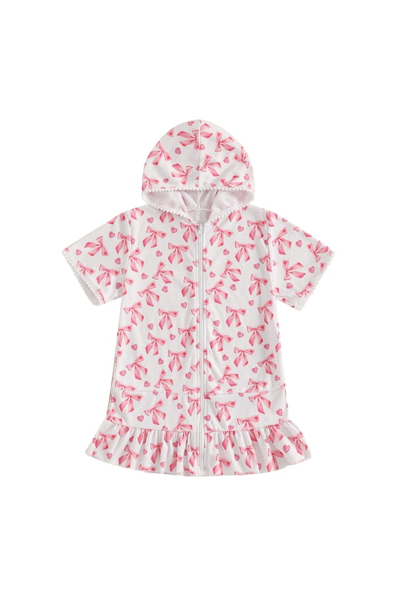 Girls Cover Ups For Swimwear Towel Poncho Kids Cloth Swim Cover Up Toddler Hooded Beach Swim Robe Swimming Suit For Girls 7-8 Years Pink