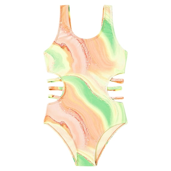XZNPDUCQ Girls Cut Out Swimsuit Swimwear Swimming Beach Bathing Suit For Kids Swimming Suit For Girls 7-8 Years Yellow
