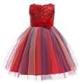 thumbnail image 1 of XZNPDUCQ Girls Dress Flutter Sleeve A-Line Sundress Casual Dresses for Kids Summer Beach Princess Dress (6-7 Years,Red), 1 of 2