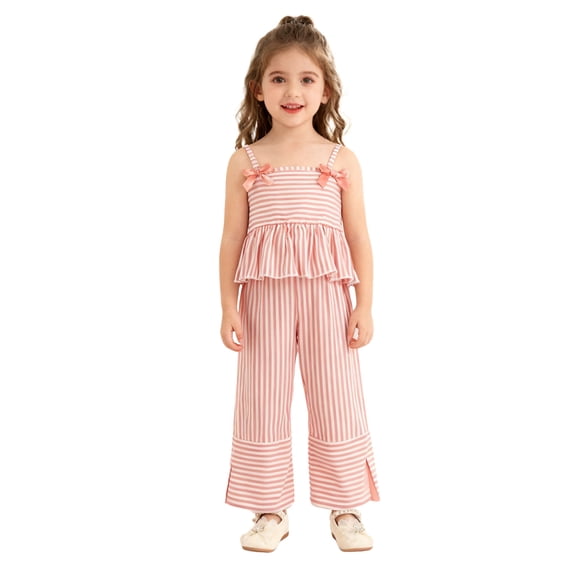 XZNPDUCQ Girls Pajamas for kids Sleepwear Girl Tank Tops Pjs Shorts Set 2Pcs for Teen Girls Summer Casual Clothes Summer Short Set Outfit 5-6 Years,Pink