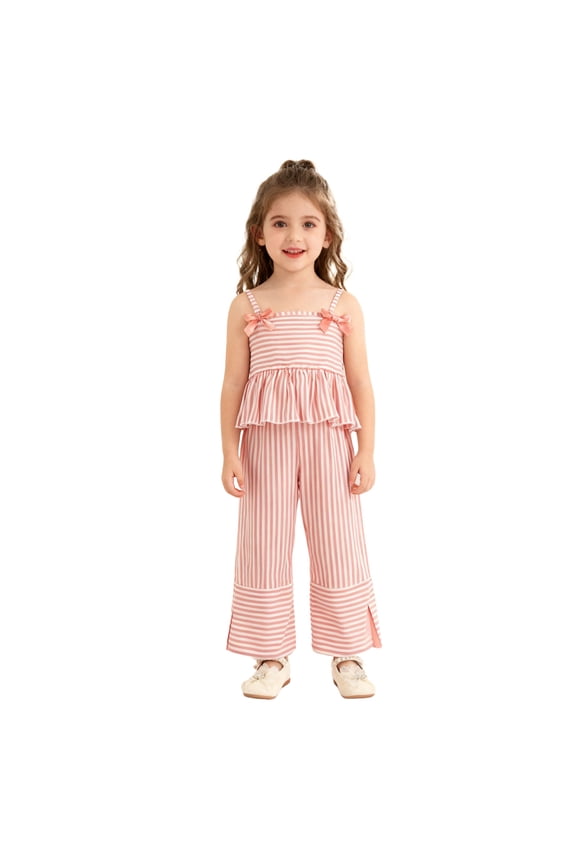 Girls Pajamas for kids Sleepwear Girl Tank Tops Pjs Shorts Set 2Pcs for Teen Girls Summer Casual Clothes Summer Short Set Outfit 6-7 Years,Pink