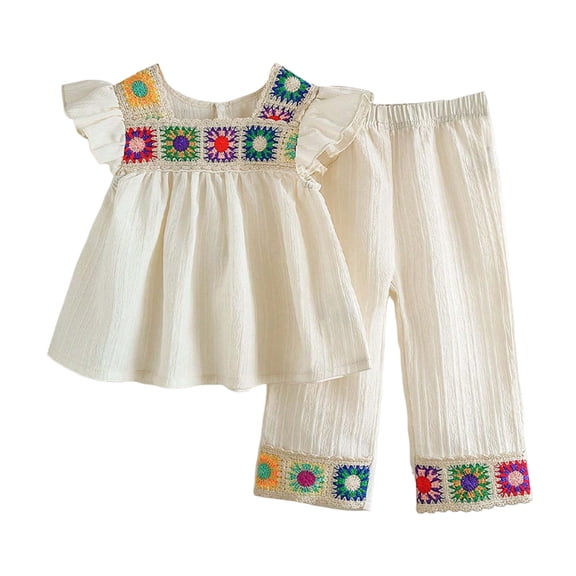 XZNPDUCQ Girls Short Outfits Summer Toddler Girls Elastic Shorts Short Sleeve T-shirt 2 Pcs Summer Short Set kids For 6 12 18 24 Months 2T 3T 4T 5T Dailywear White,6-9 Months